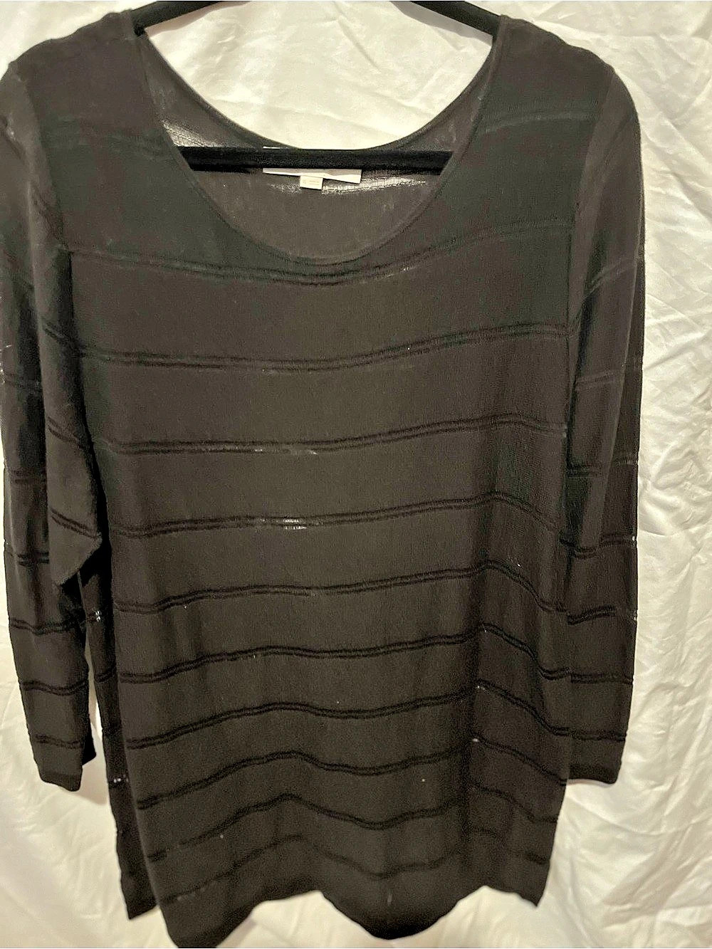 LOFT Black Striped Long Sleeve Top Size XL